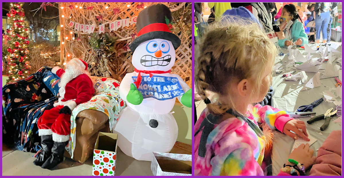 Santa, Frosty and children
