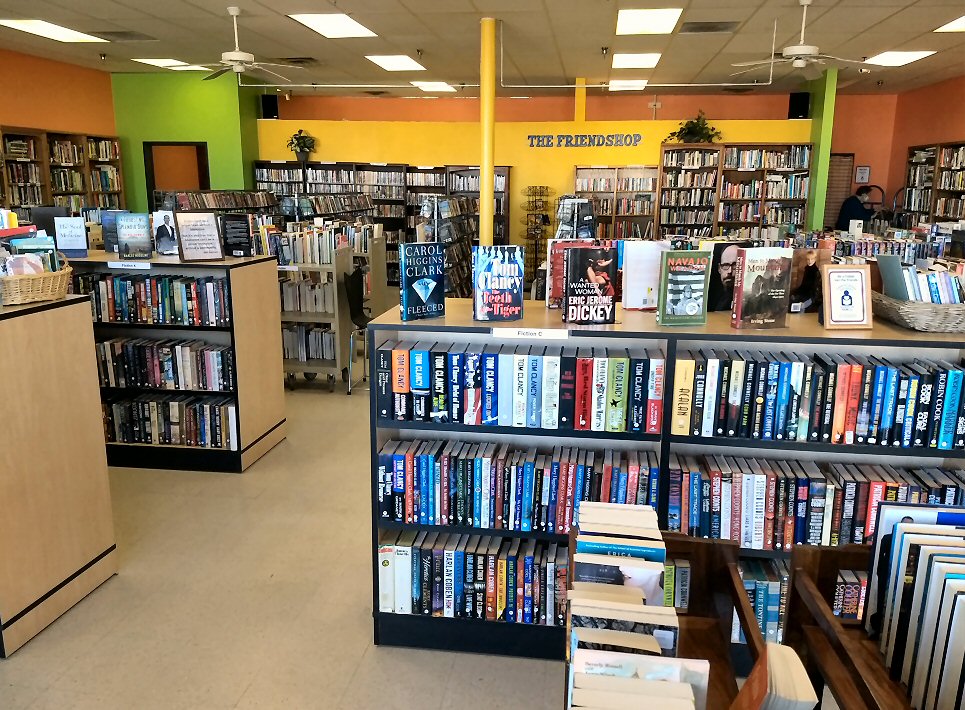 Interior of FriendShop used book store